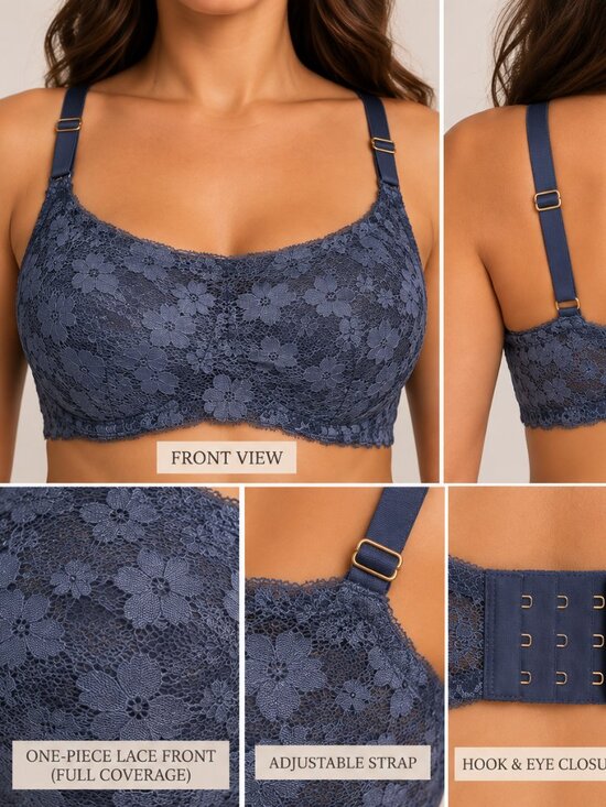Victoria's Secret Other - Victoria’s Secret 34DD navy floral lace unlined underwire bra